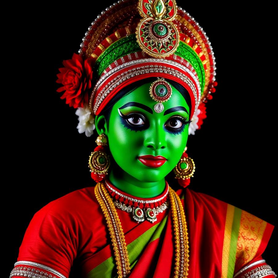 Kathakali performer in traditional costume