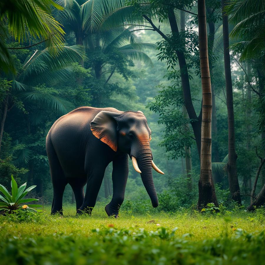 Wild elephant in a Kerala forest