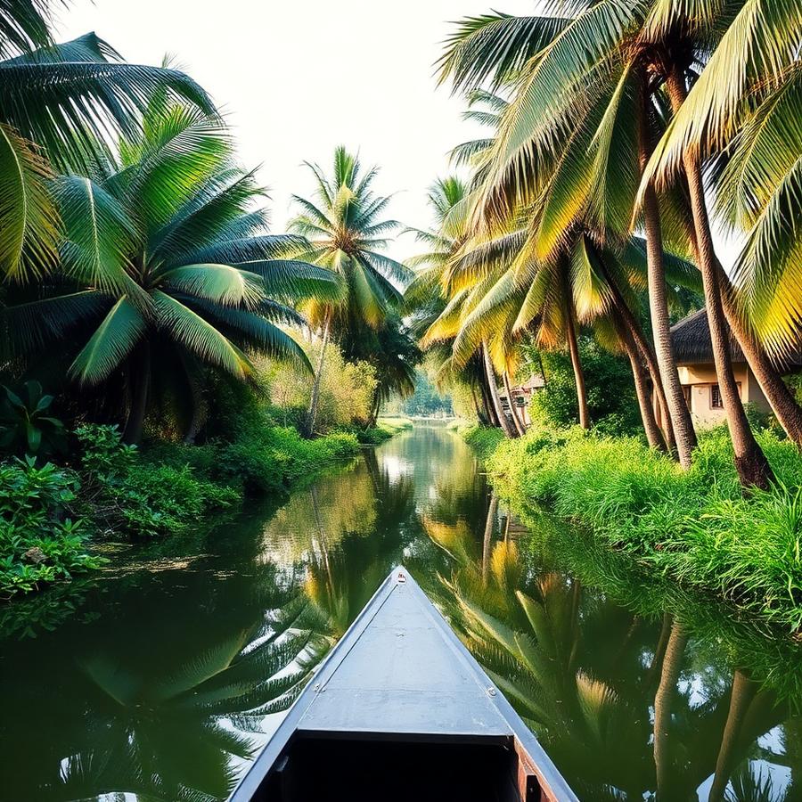 Village canal in the Kerala backwaters